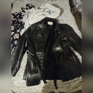 Worthington Black Leather Jacket & Belt